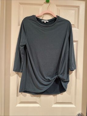 Green Envelope Twist-Front Long Sleeve Tee